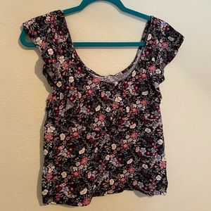 American Eagle ruffle tank top with button detail